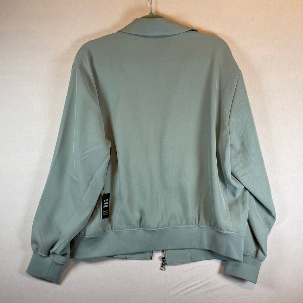 EXPRESS Women's Green Bomber Jacket Utility Cargo Pockets Full Zip - Size M - Picture 3 of 8